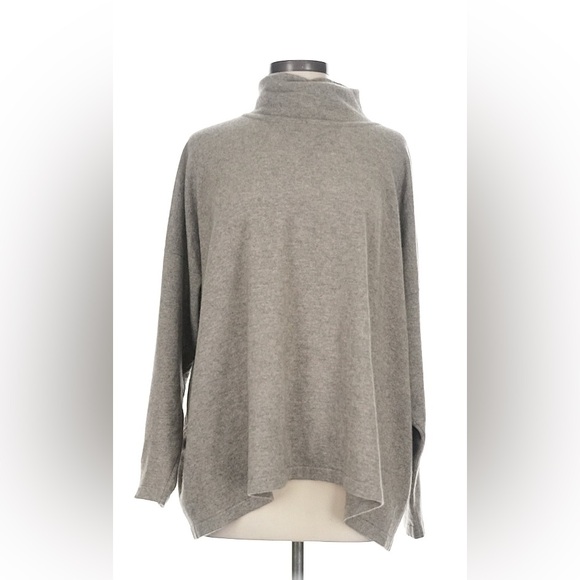 Price firm~ $1800 Eskandar 100% cashmere turtleneck sweater taupe 2X 1X - Picture 1 of 8